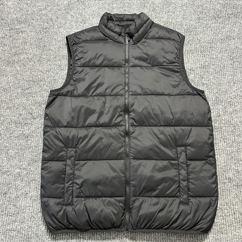 Swiss Tech Mens Puffer Vest Size M (38-40) Black Full Zip Quilted Outerwear